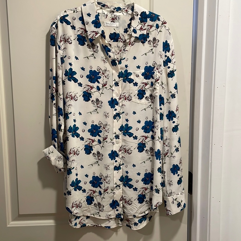 Equipment long sleeve silk top